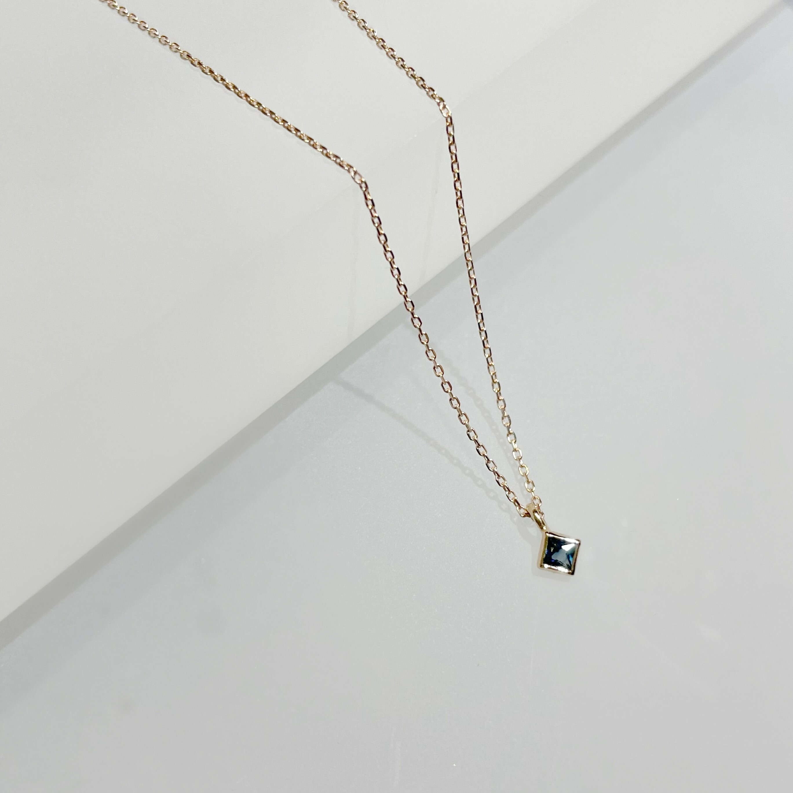 14K Lego mini菱形藍寶石鎖骨鏈