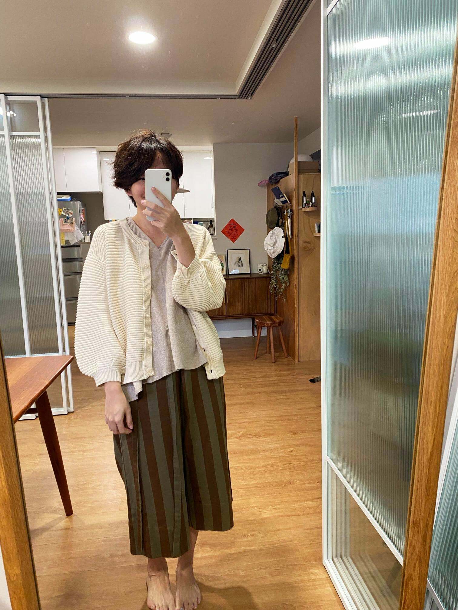 陪你散步泡芙袖針織外套-米藤