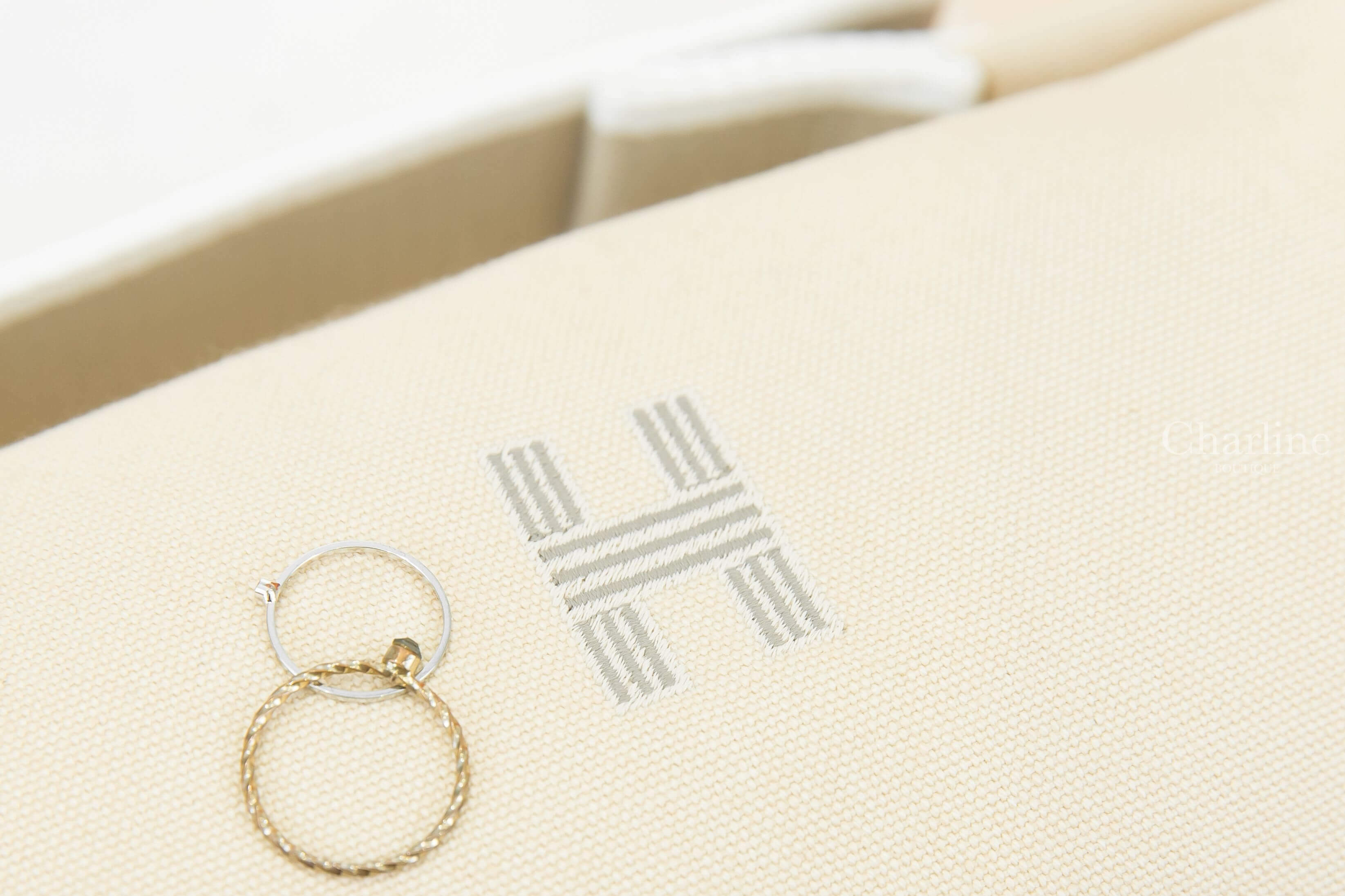 Hermès Bride A Brac Case, Small Model 米白色提把棉質小型手提包