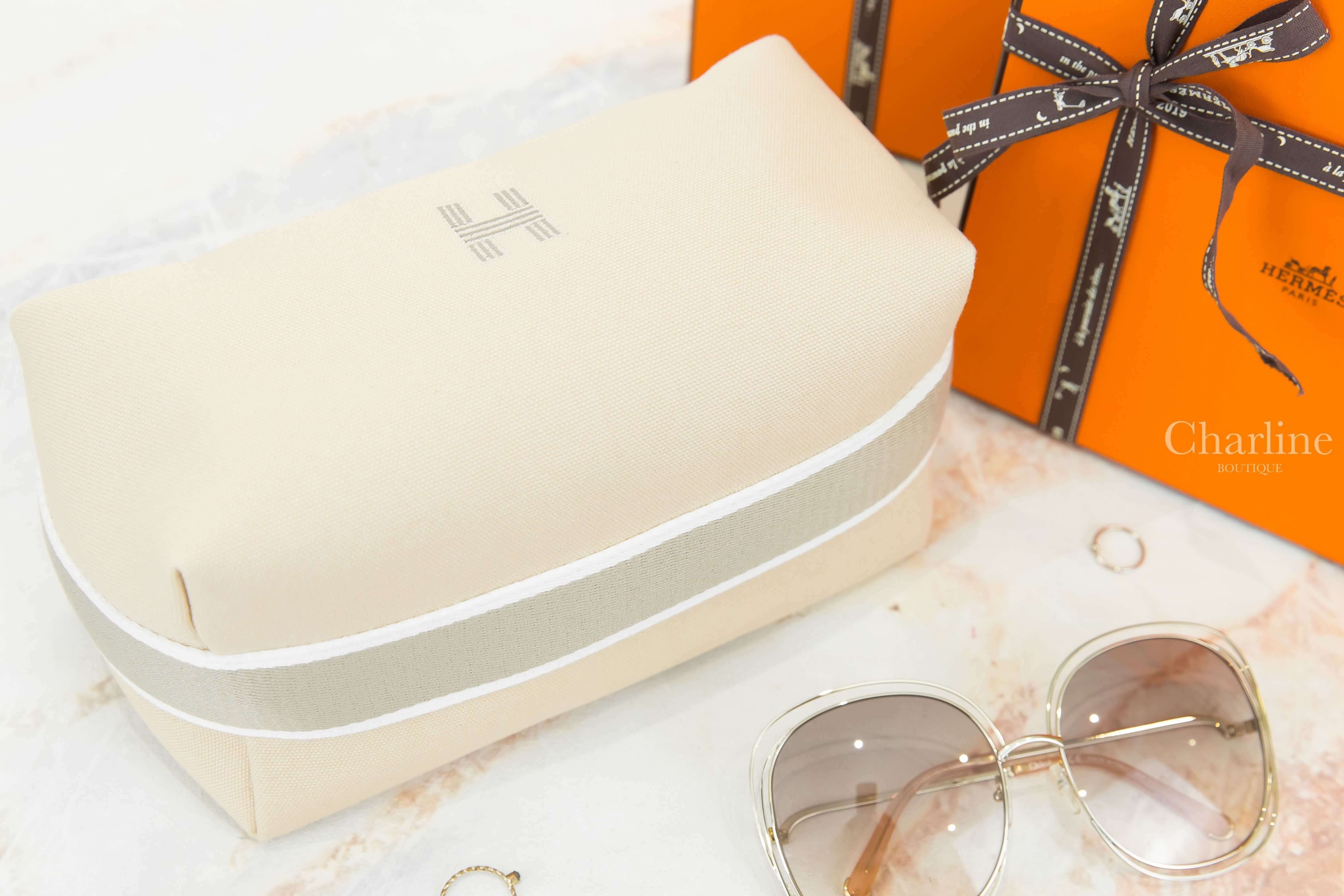 Hermès Bride A Brac Case, Small Model 米白色提把棉質小型手提包-Charline Boutique 精品代購