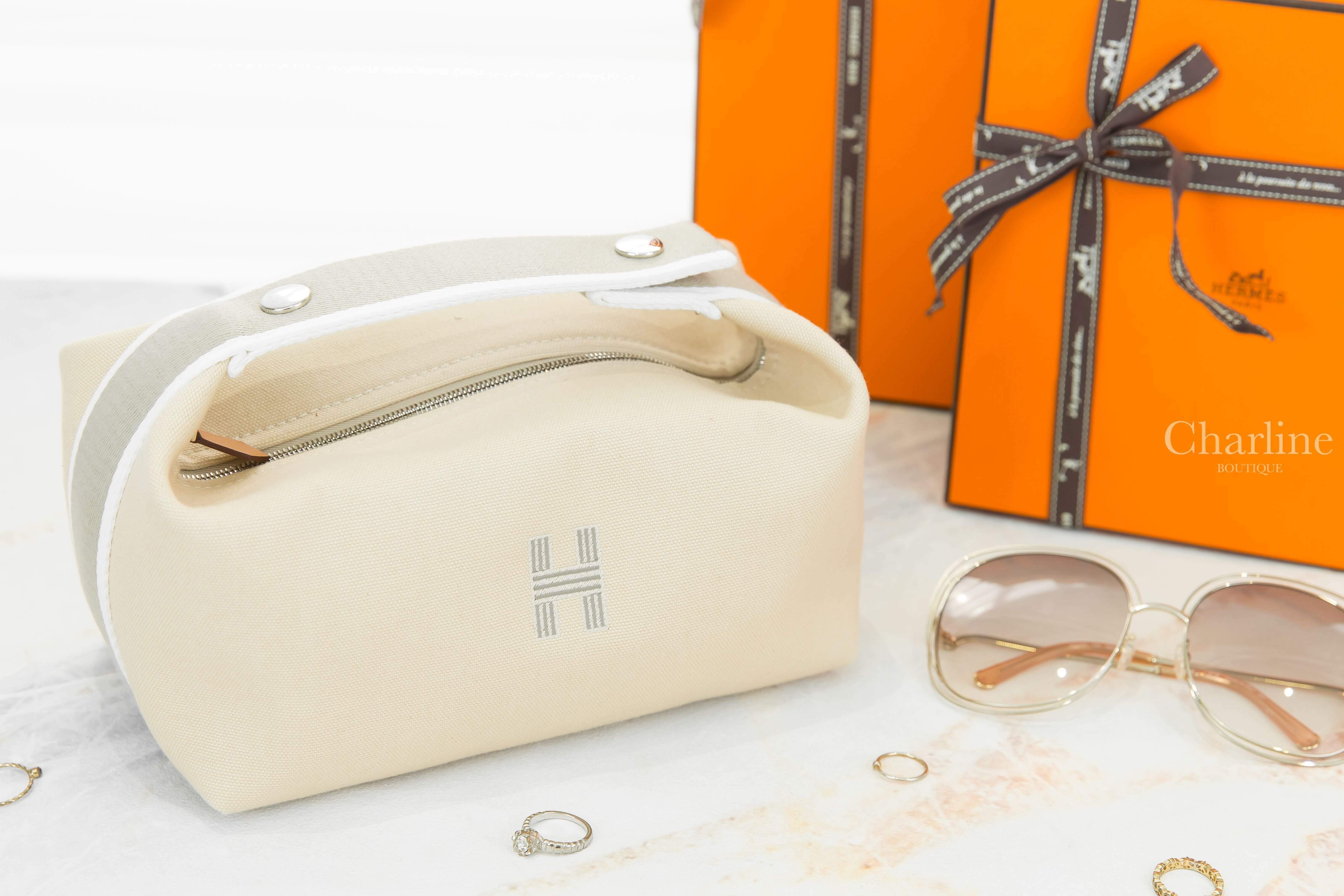 Hermès Bride A Brac Case, Small Model 米白色提把棉質小型手提包-Charline Boutique 精品代購