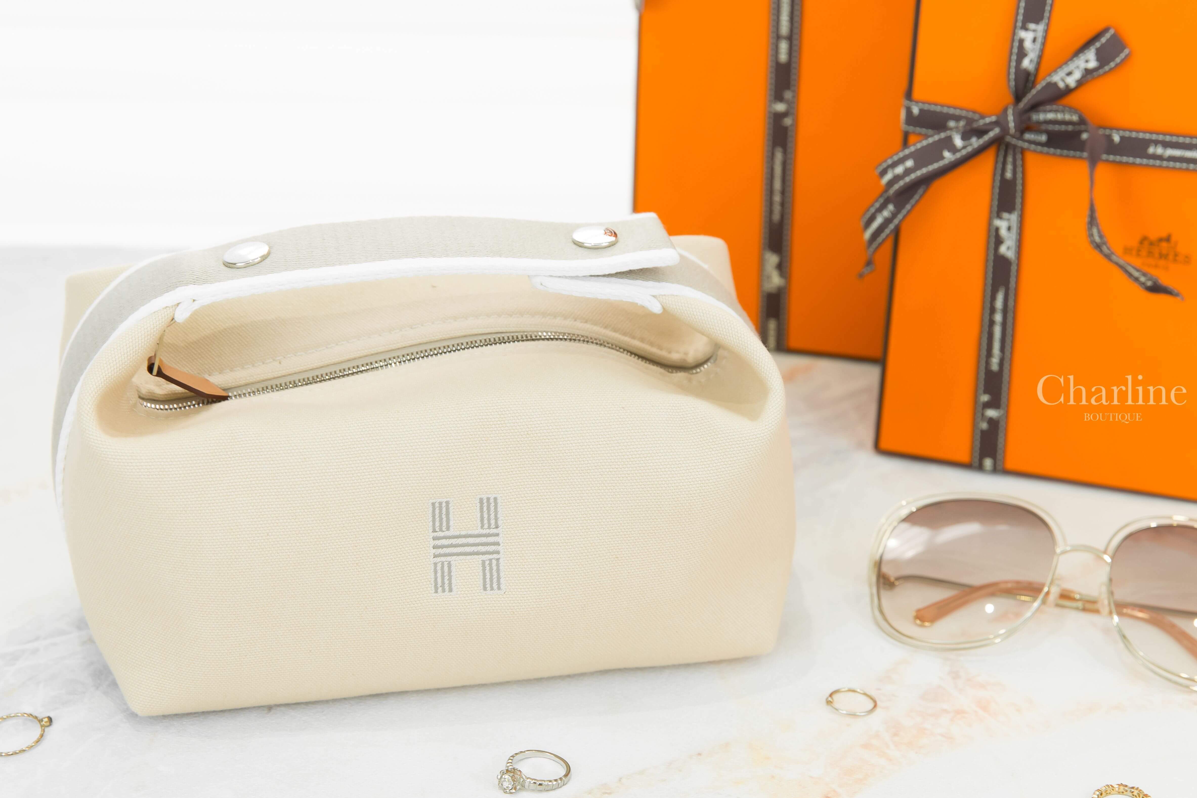 Hermès Bride A Brac Case, Small Model 米白色提把棉質小型手提包