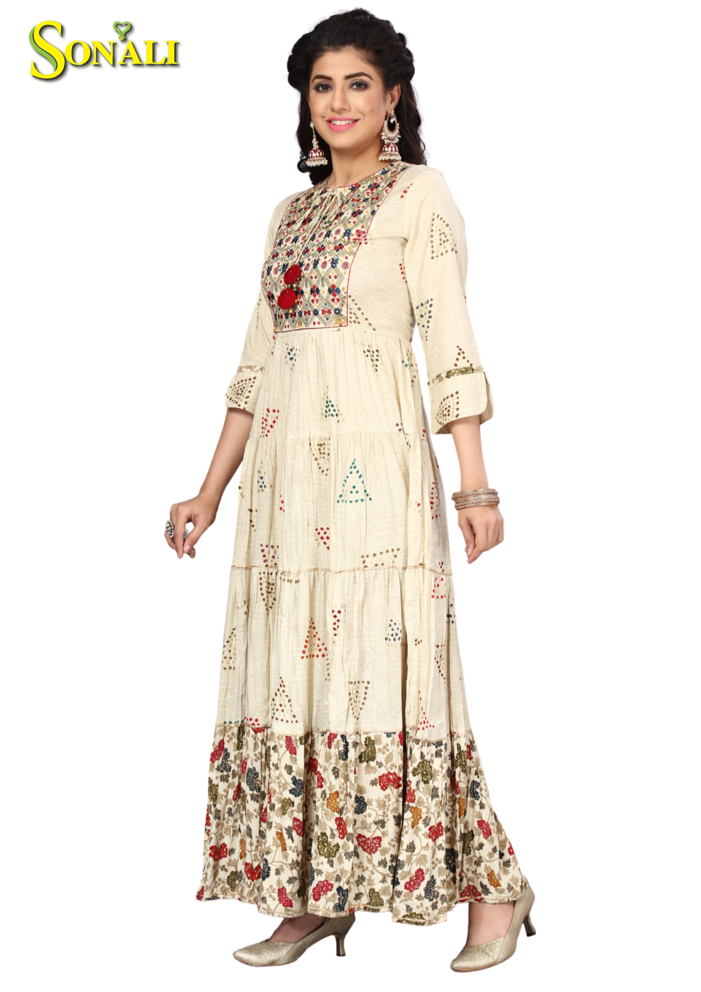 Women White Long Dress / Muslimah Baju Labuh / Women Floral Long Dress / New Large Size Long White Dress Q1536