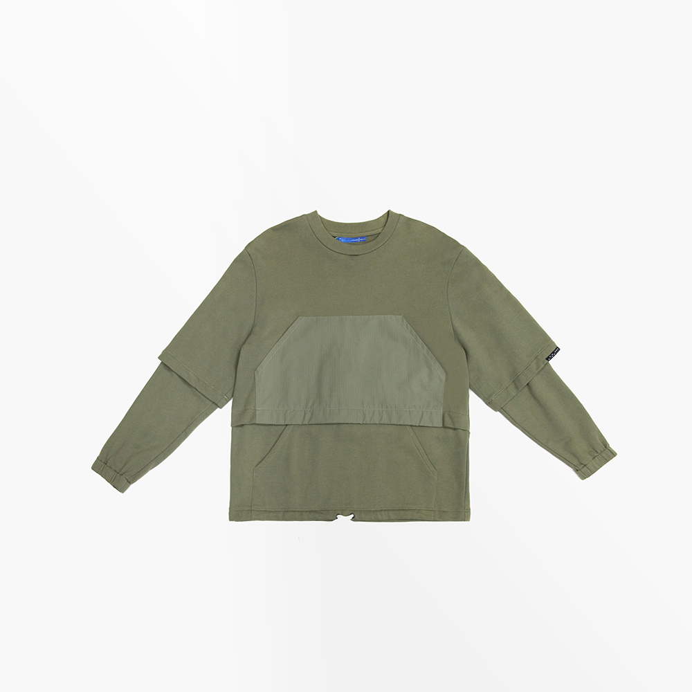 雙層視覺口袋上衣 - 墨綠