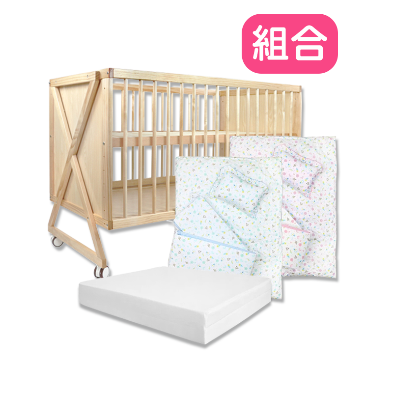 Puku Growth嬰兒床具組合(木色)-120x65cm