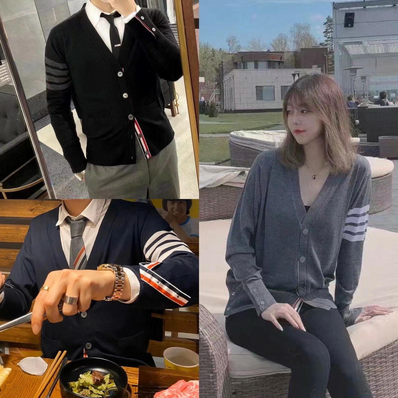 THOM BROWNE classic four-line wool cardigan jacket