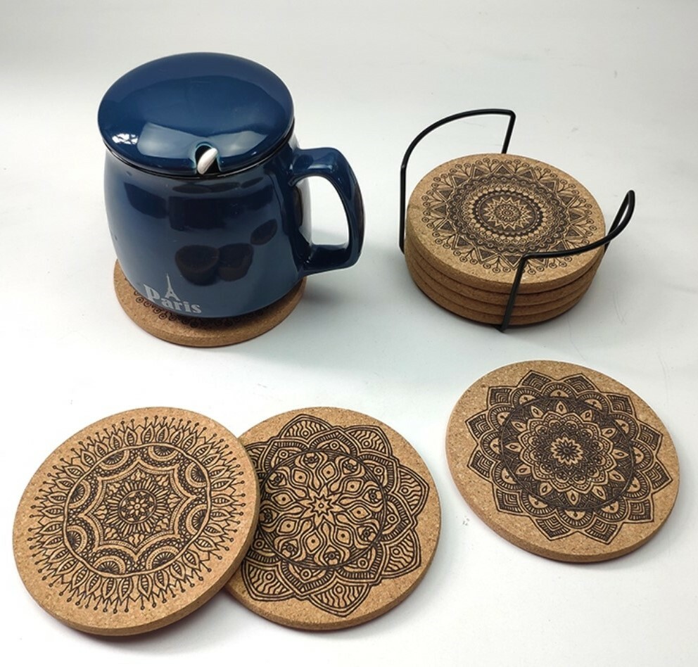 民族風圖騰軟木杯墊組