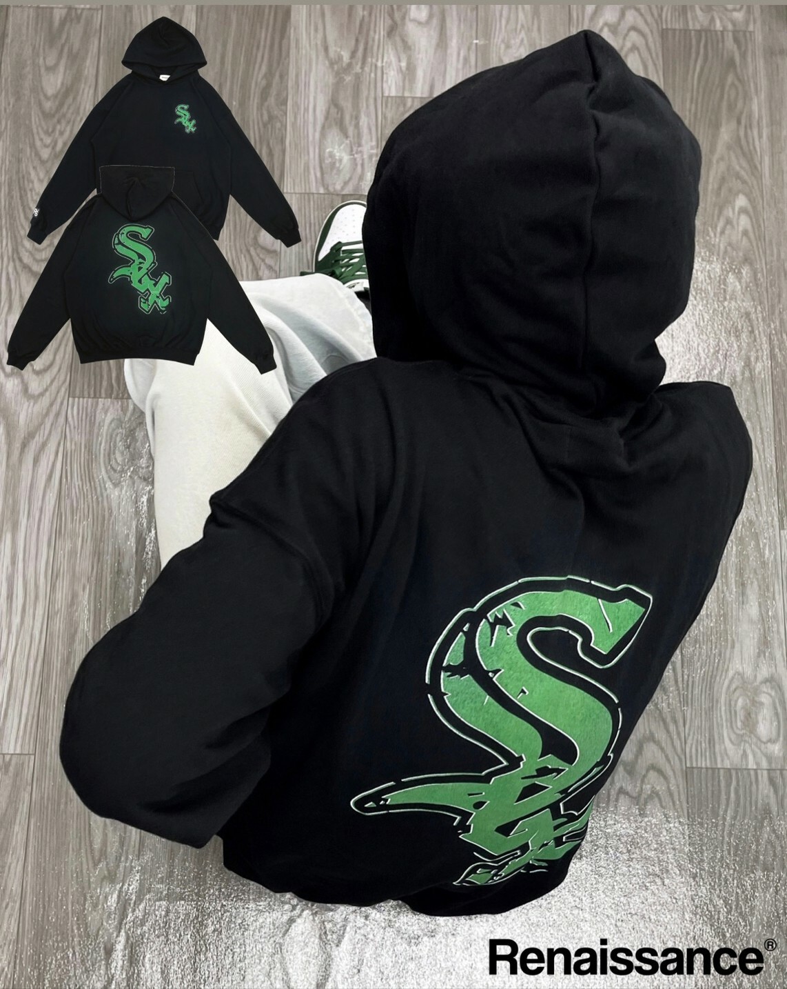 RENAISSANCE 新款 Sex斑駁字體 黑綠帽T “ Sex HOODIE “