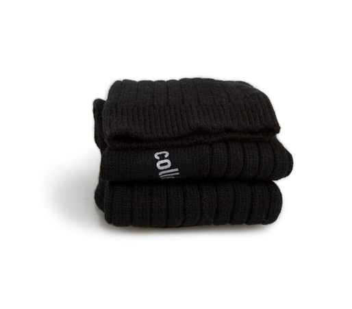 COLLÉGIEN - Chamois Wool & Cashmere Ribbed Crew Socks（Noir de Charbon）