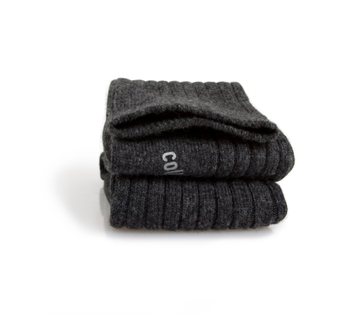 COLLÉGIEN - Chamois Wool & Cashmere Ribbed Crew Socks（Smoky）
