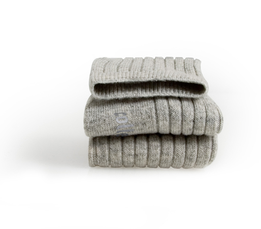 COLLÉGIEN - Chamois Wool & Cashmere Ribbed Crew Socks（Gris Clair）