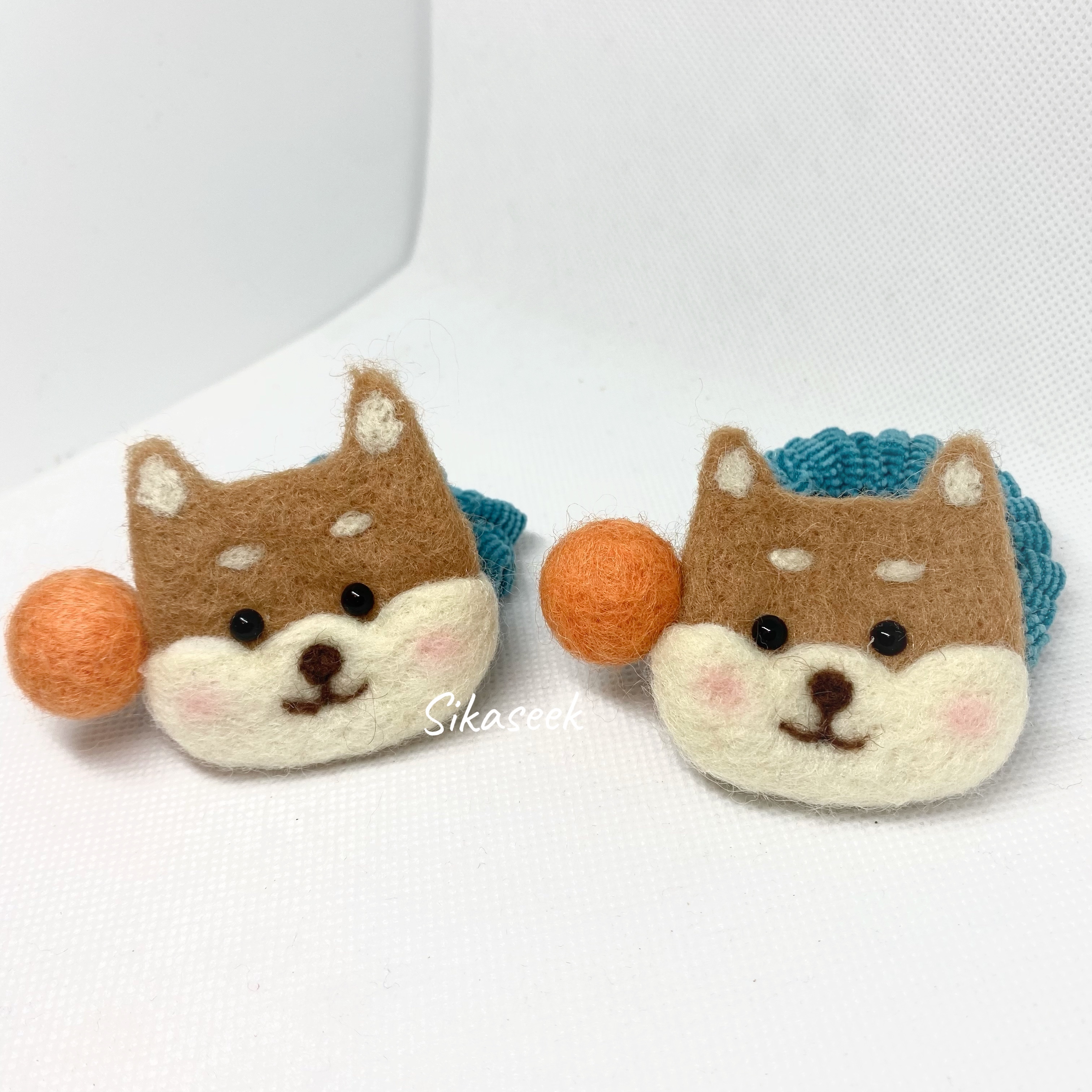 羊毛氈柴犬像筋圈 / 頭夾