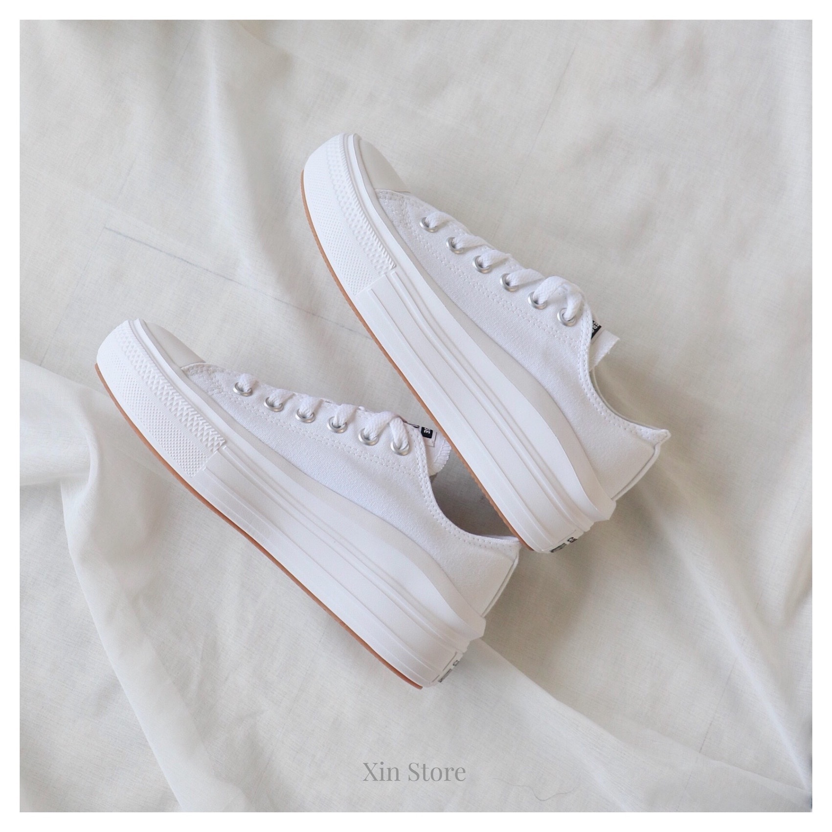 【現貨】Converse Chuck Taylor All Star Move 低筒 厚底 增高 帆布鞋 黑 白