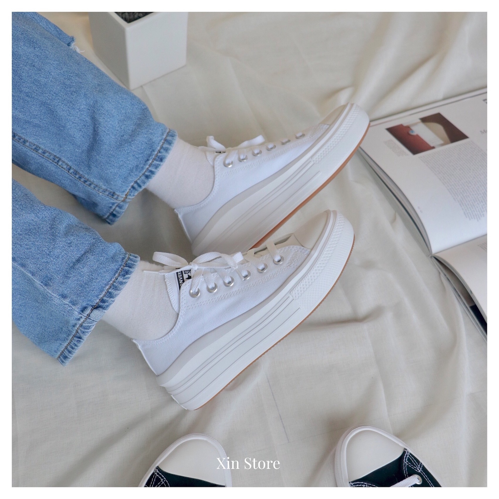 【現貨】Converse Chuck Taylor All Star Move 低筒 厚底 增高 帆布鞋 黑 白