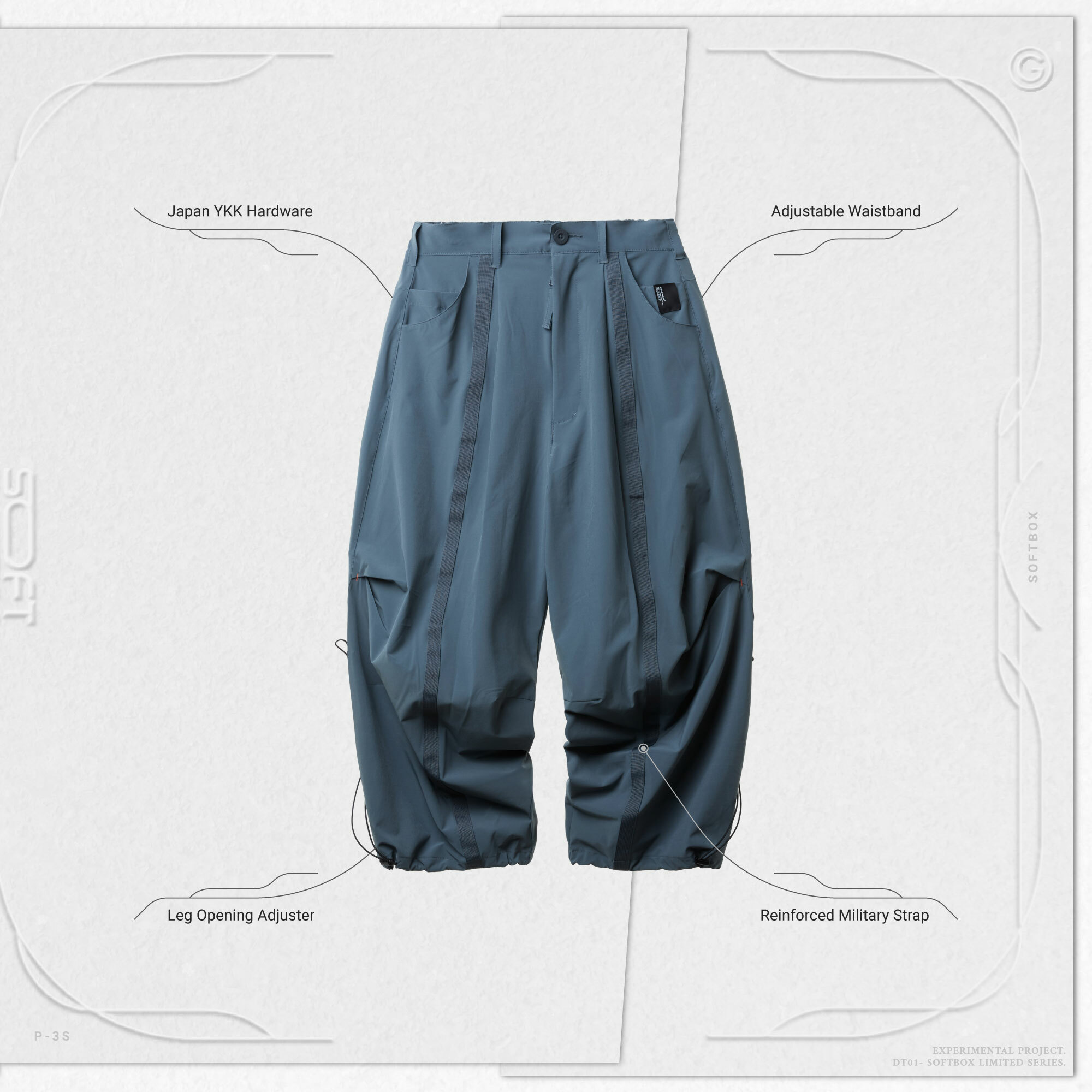 P-3S “Hyperbola” Utility Track Pants - Loch Ness