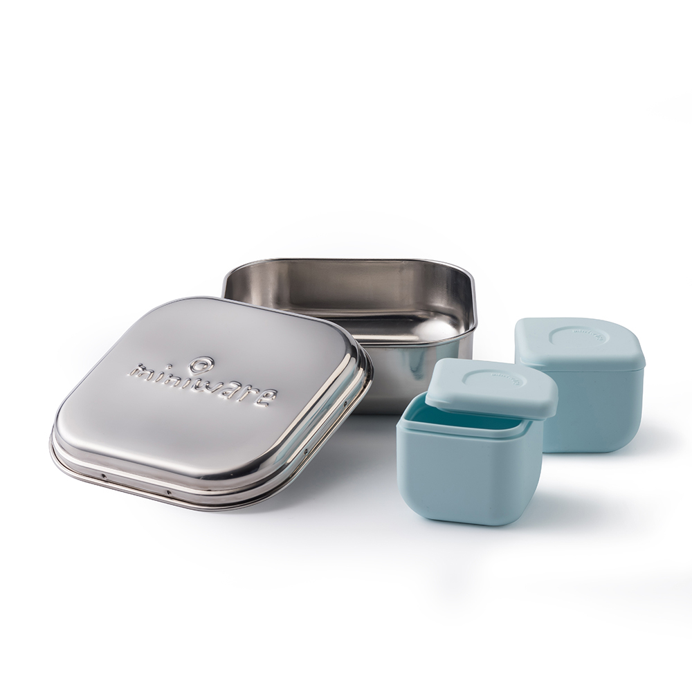 Miniware Grow Bento  +  2 Silipods - Chrome/Aqua