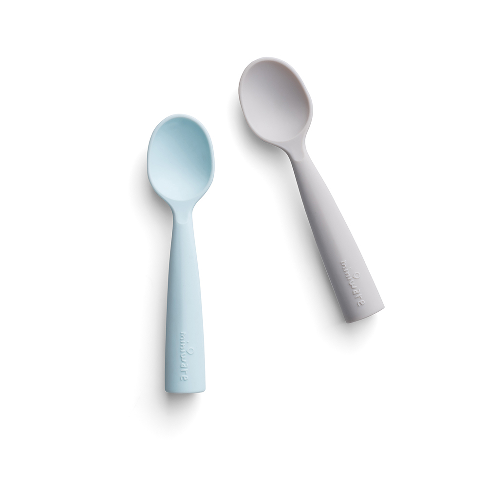 Silicone Training Spoon Set - Grey & Aqua