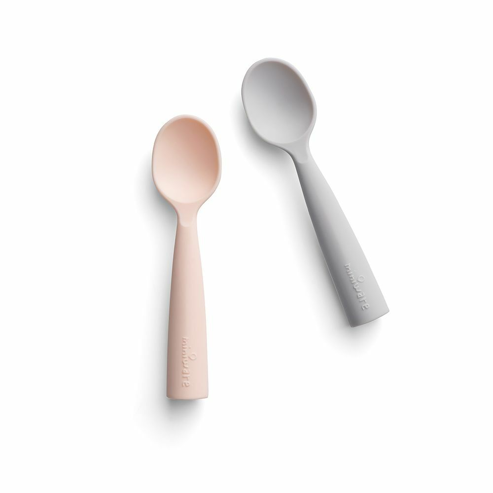 Silicone Training Spoon Set - Grey & Peach