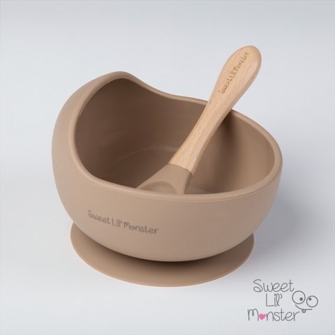 〖 Sweet Lil' Monster 〗咖啡矽膠吸盤學習碗