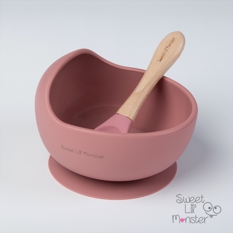 〖 Sweet Lil' Monster 〗乾燥玫瑰矽膠吸盤學習碗