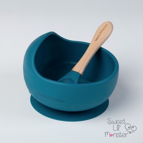 〖 Sweet Lil' Monster 〗寶石藍矽膠吸盤學習碗