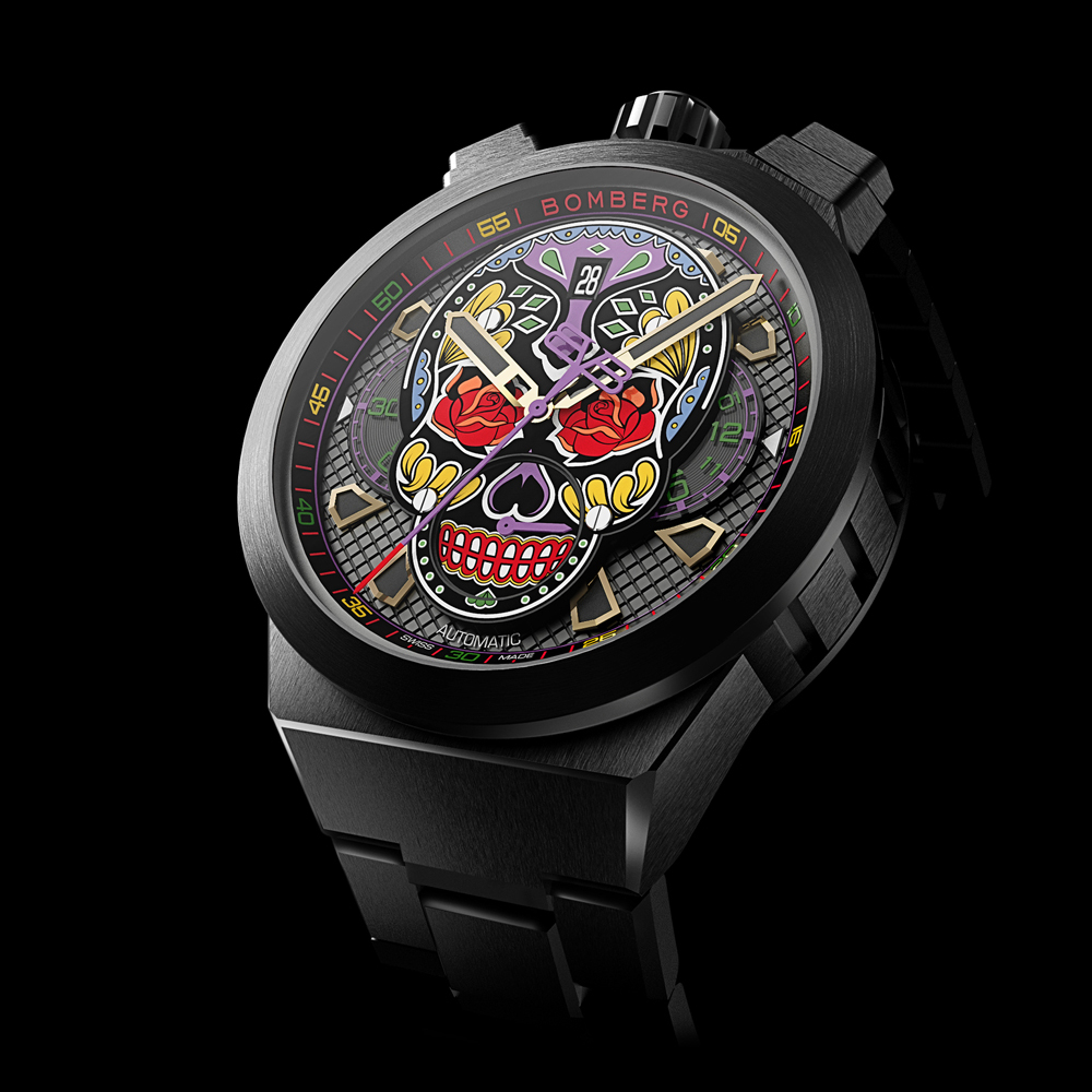 BOLT-68 NEO系列 黑色卡拉維拉機械計時碼錶+骷髏修容套件組