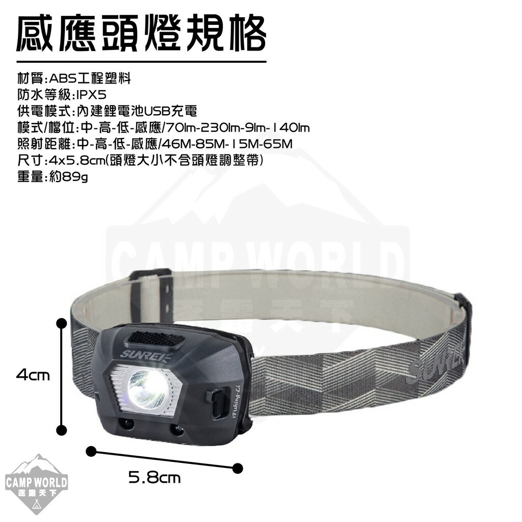 SUNREE 山力士 防水頭燈