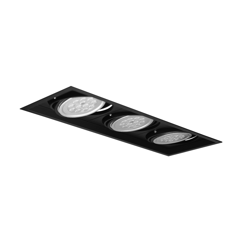 AR111 細邊框 盒燈(三燈) 15W 黑殼