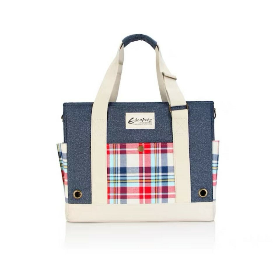 EdenPetz 3Way Breathable Handbag 3Way寵物肩袋 藍紅格