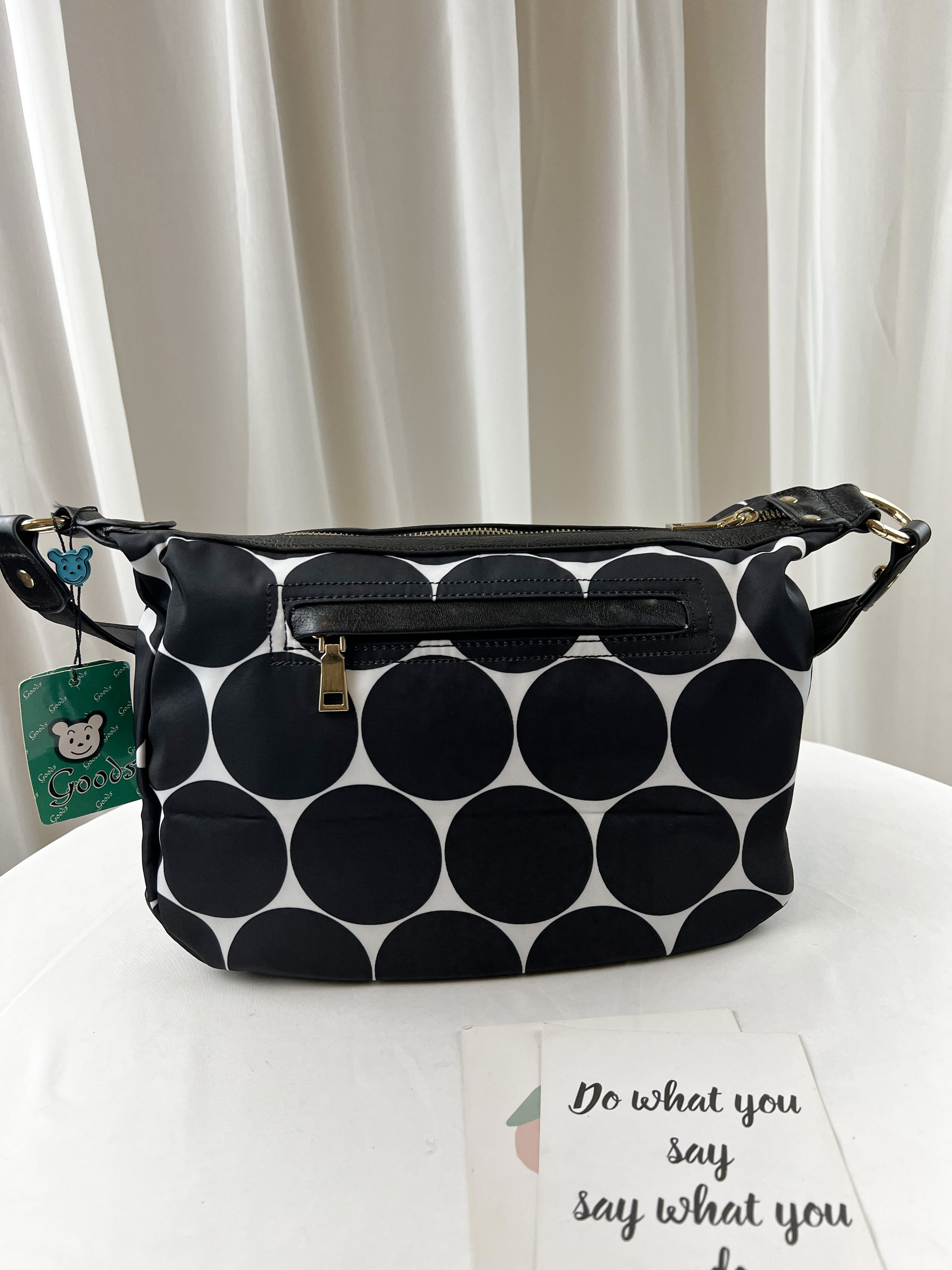 GOODS 復古黑白點點尼龍側背包  #6104
