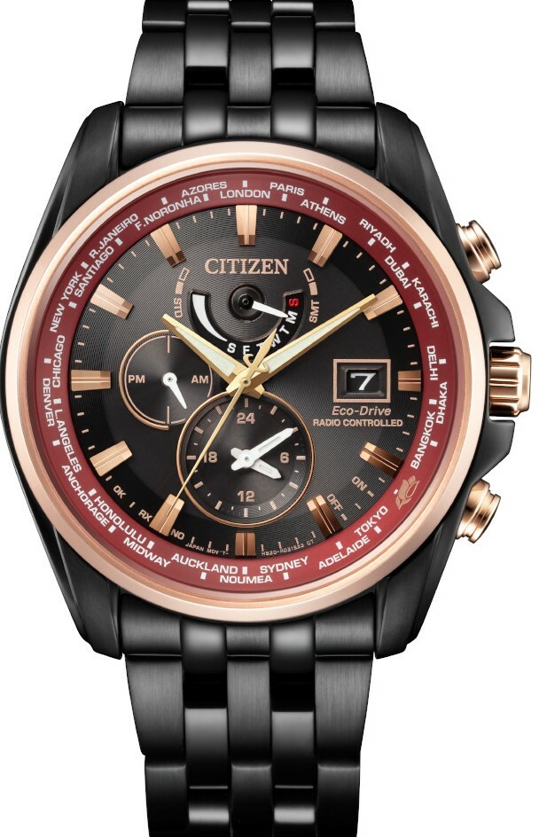 萬年鐘錶 - Citizen 星辰錶  世界時間 電波對時 皇冠花瓣週年限定限量款男錶  AT9124-88E  錶徑44MM