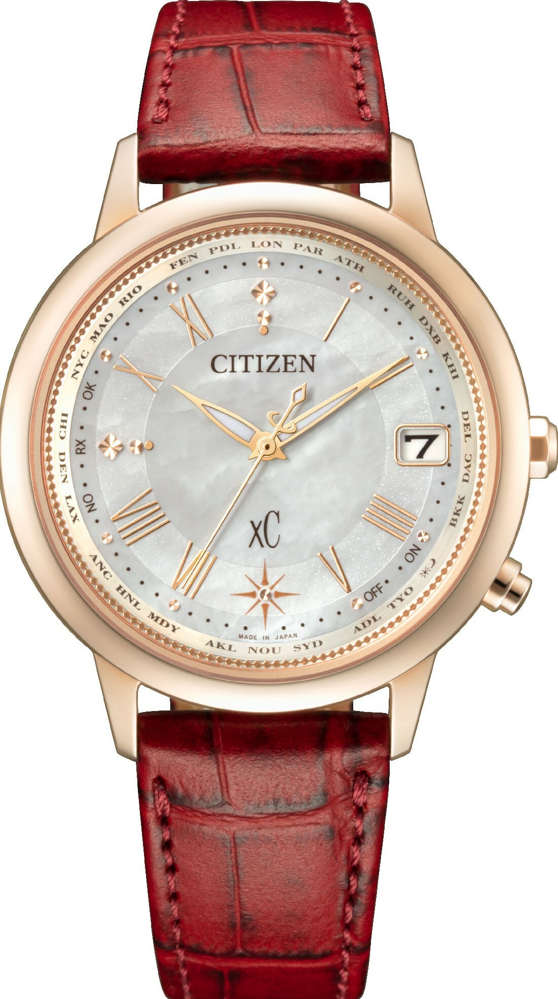 萬年鐘錶 - Citizen 星辰錶  XC   皇冠花瓣週年限定限量款光動能電波女錶 CB1105-02W   錶徑36MM