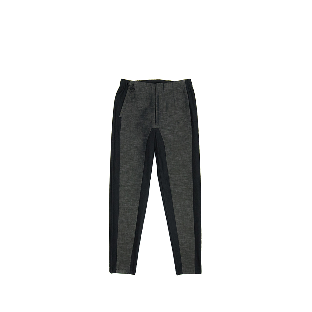 撞色彈性長褲 - 鐵綠