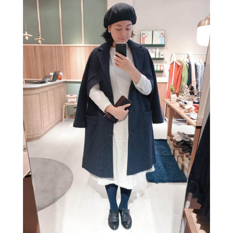 JUNIOR二世 毛料長大衣-藍霧森林(紫藍)