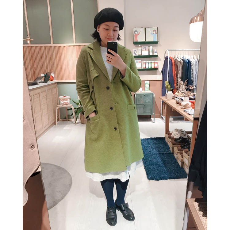 JUNIOR二世 毛料長大衣-小逕花園(綠)
