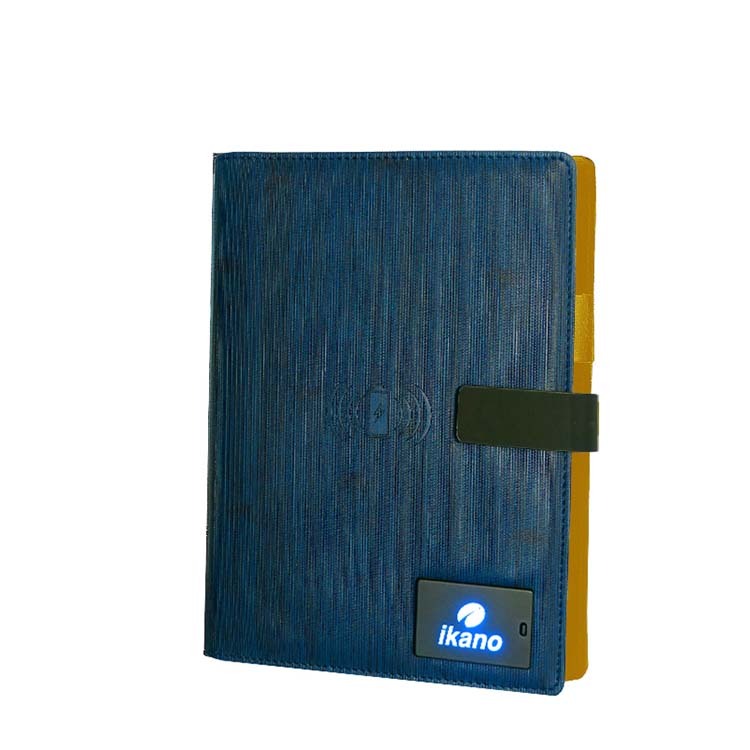 【ikanolife】藍紋無線充電炫光商務記事本+三頭獨立充電線(多規格)
