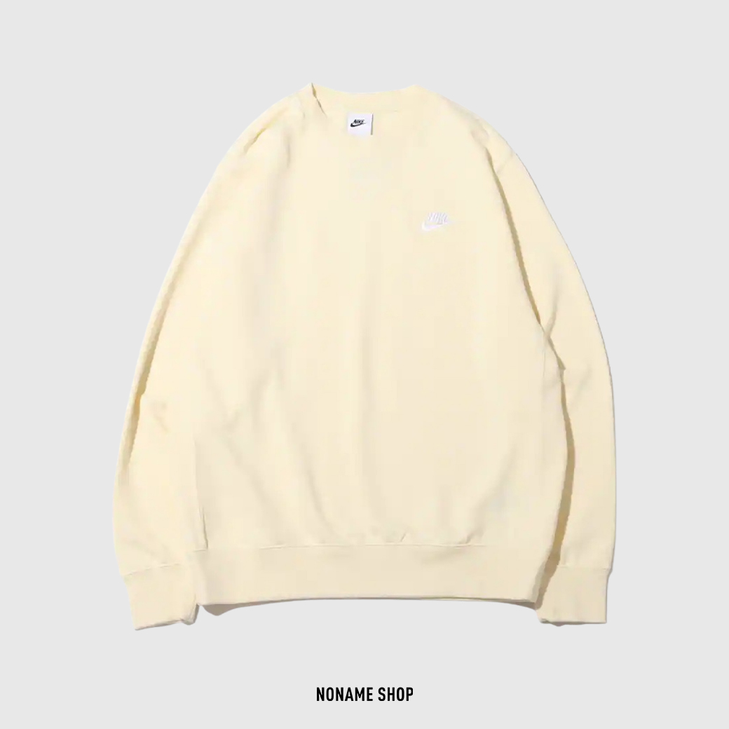 NIKE As M Nsw Crw Ft Club 刺繡 經典 字勾 大學Tee 米黃