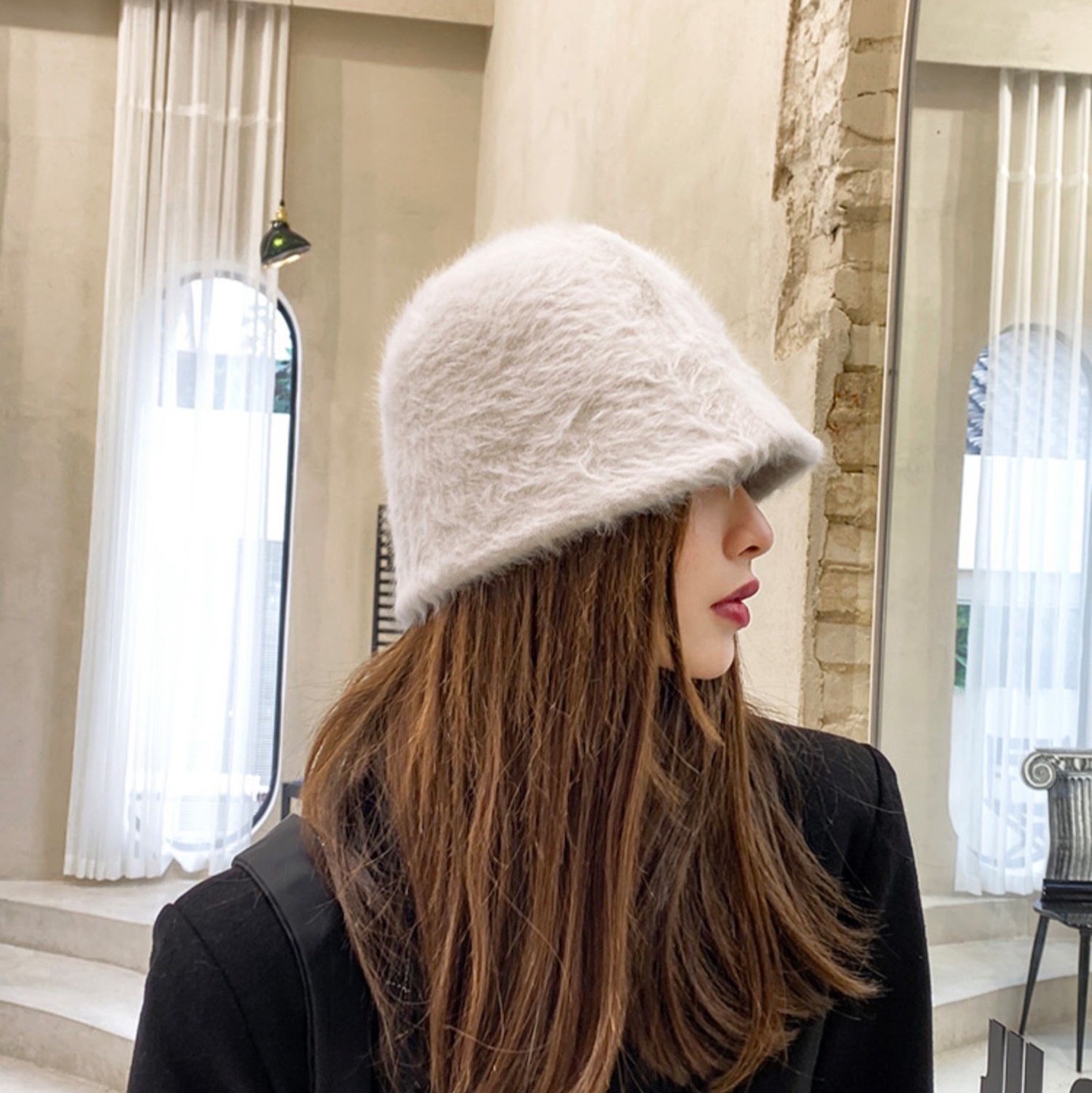 超柔軟海馬毛漁夫帽/二色