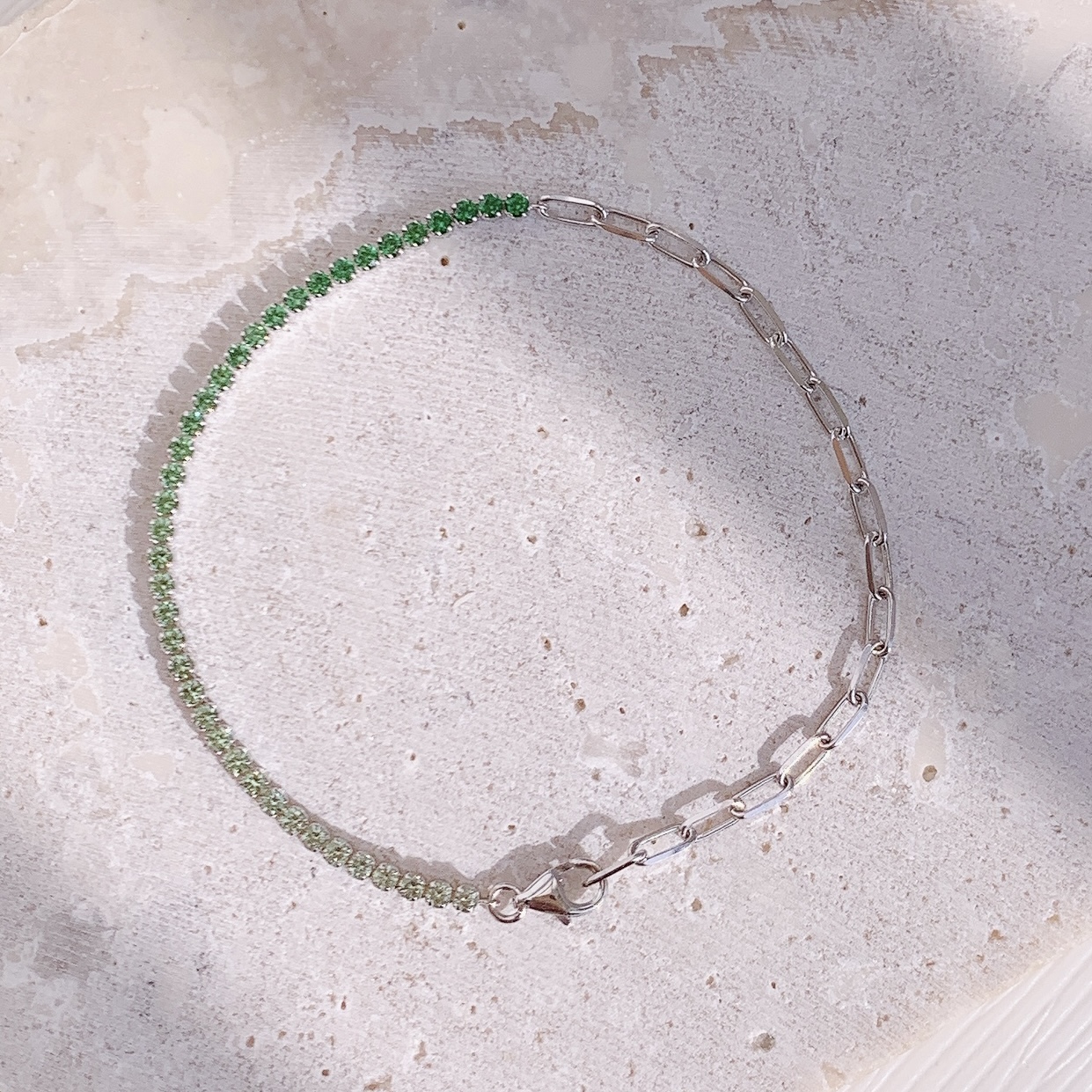 18K金鍊條漸變沙弗萊石軟身手鏈 (1.8mm)