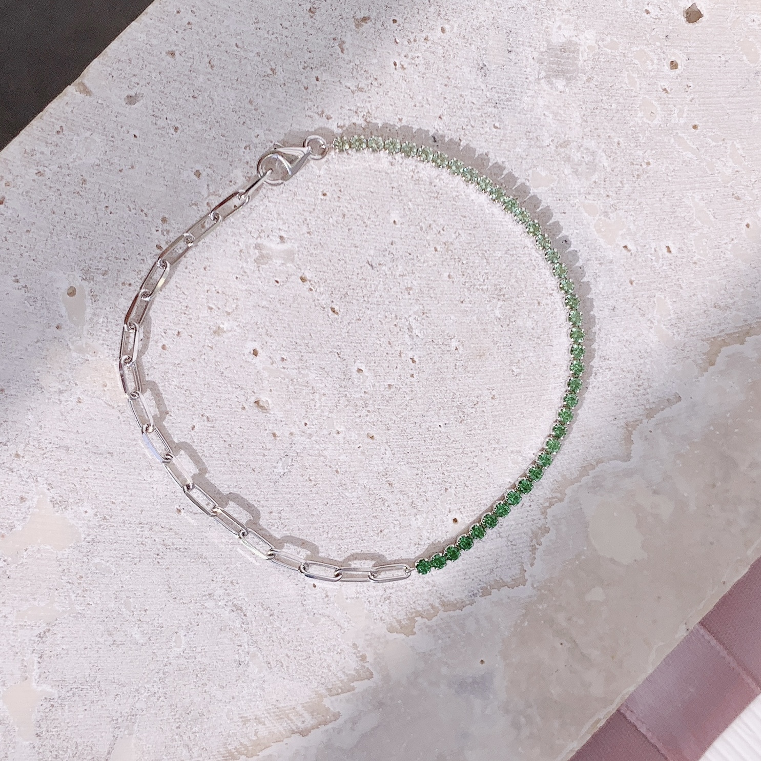 18K金鍊條漸變沙弗萊石軟身手鏈 (1.8mm)