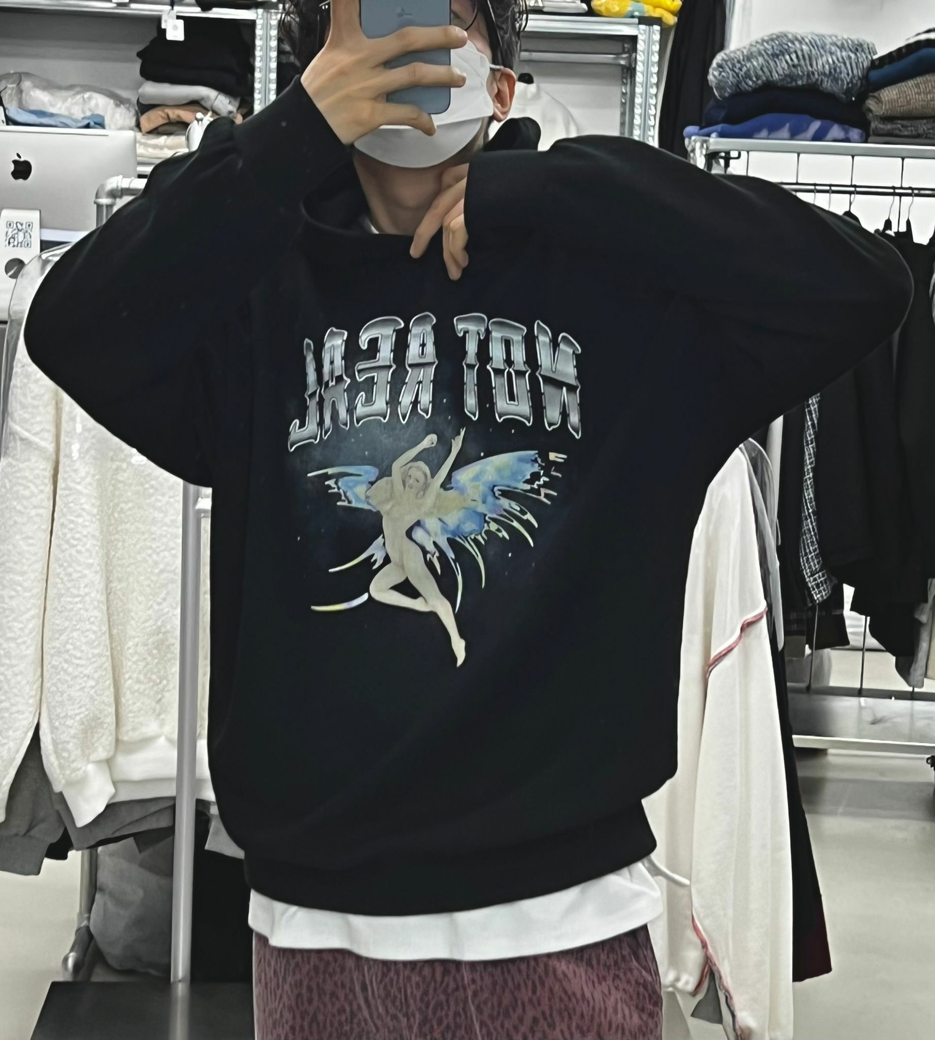 NOT REAL字圖案連帽衛衣 T3365