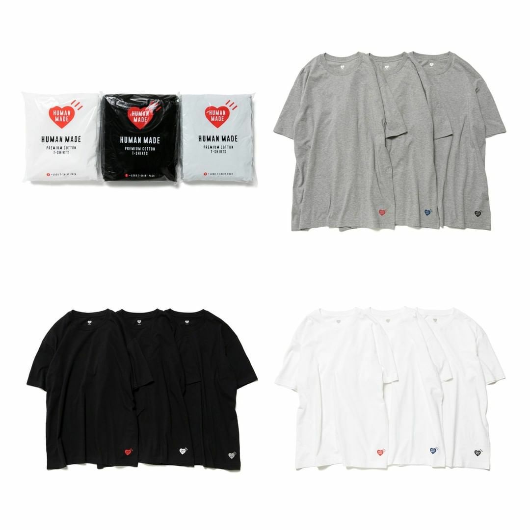 2021AW HUMAN MADE 3PACK T-SHIRT 素T 愛心三件一包現貨