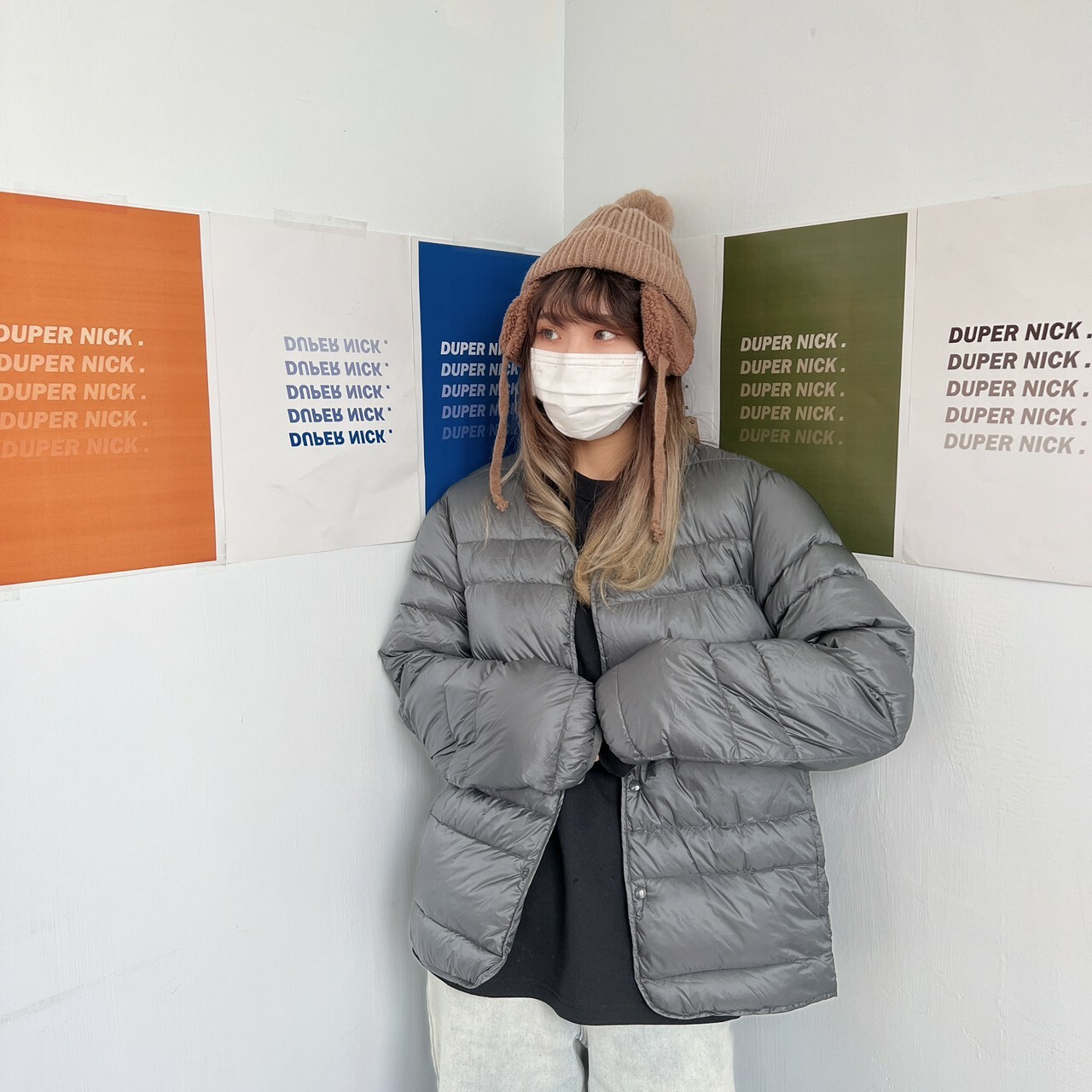 韓國製 鴨絨 羽絨外套 深灰