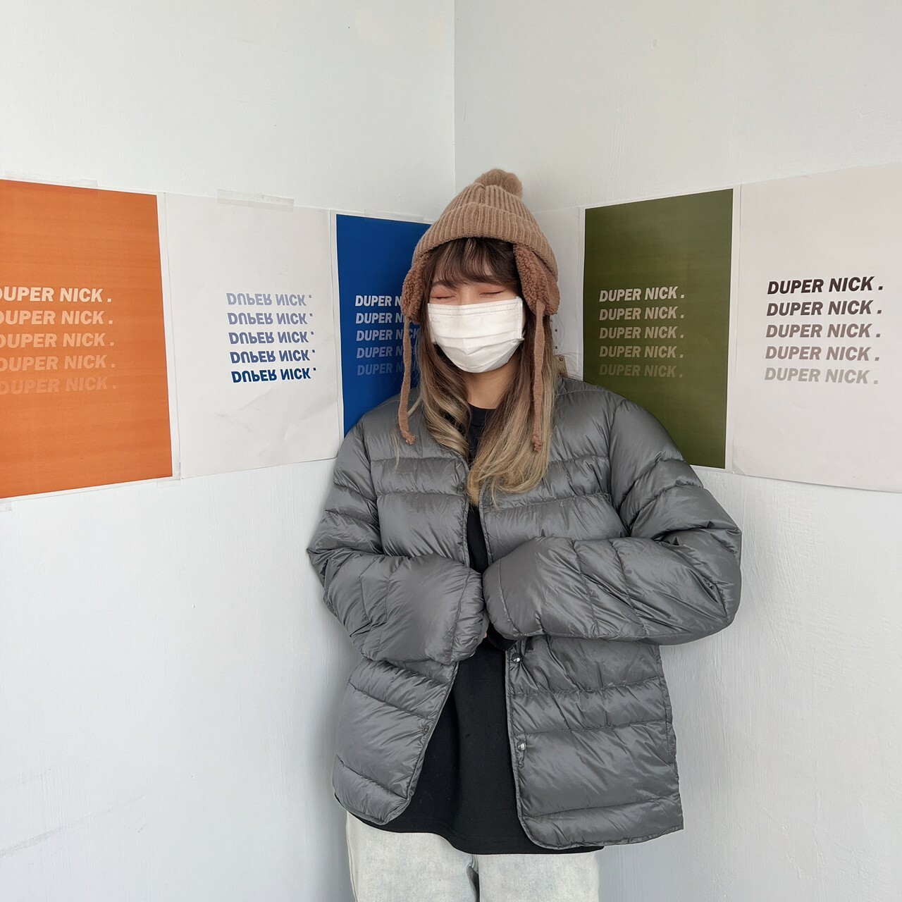 韓國製 鴨絨 羽絨外套 深灰