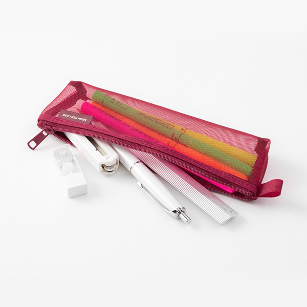 酒紅限定色 迷你細網筆袋 收納袋｜日本MIDORI