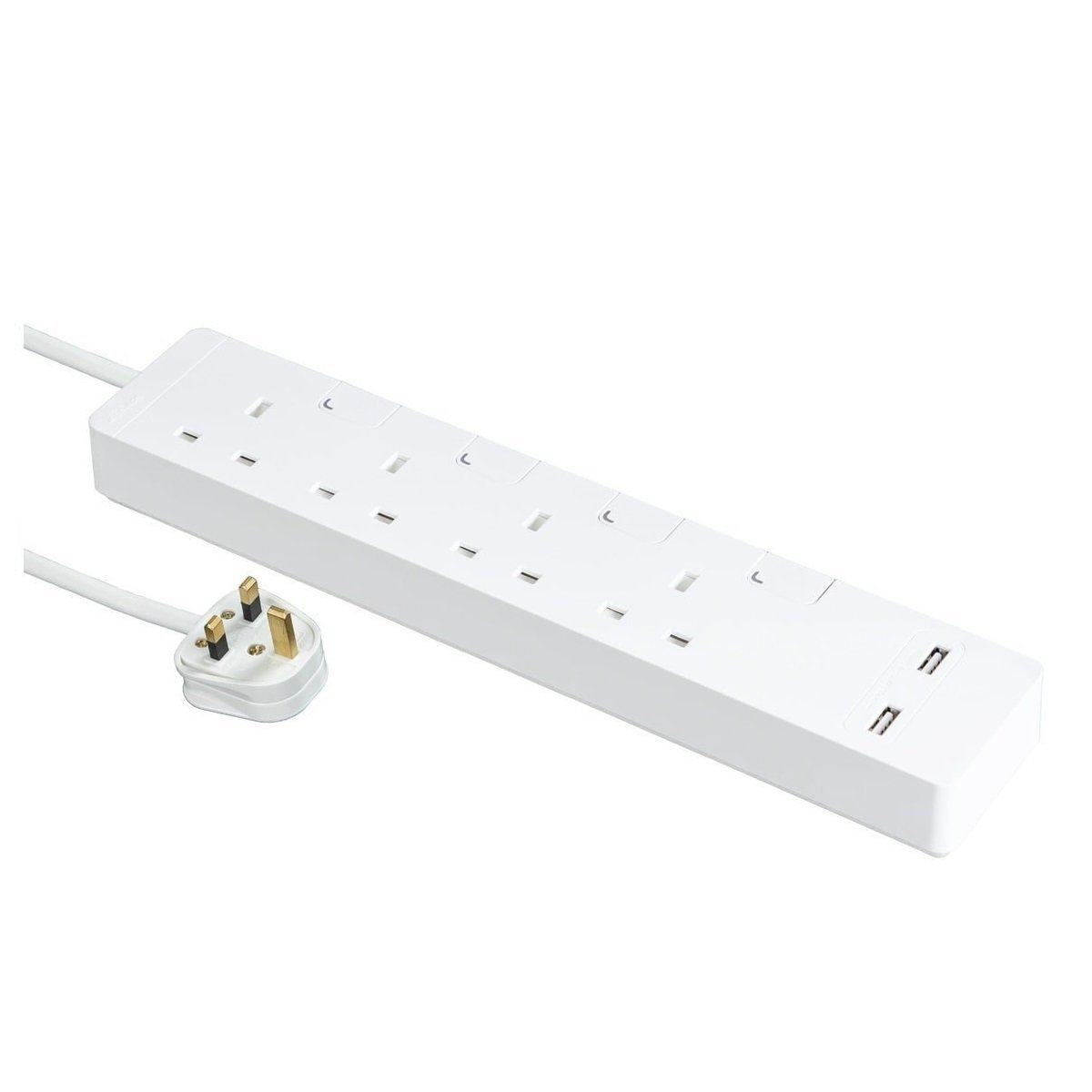 [純白色] Schneider 施耐德 13A 4位獨立開關安全拖板+2.4A USB充電插座 (3米線) - TSH34U_3_WH_C5