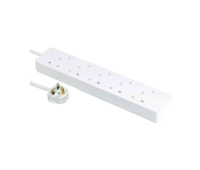 [純白色] Schneider 施耐德 13A 5位獨立開關安全拖板 (3米線) - TSH35_3_WE_C5