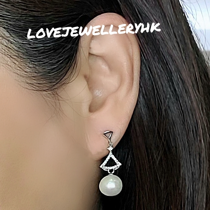 象牙白珍珠長吊耳環EP10m+014U