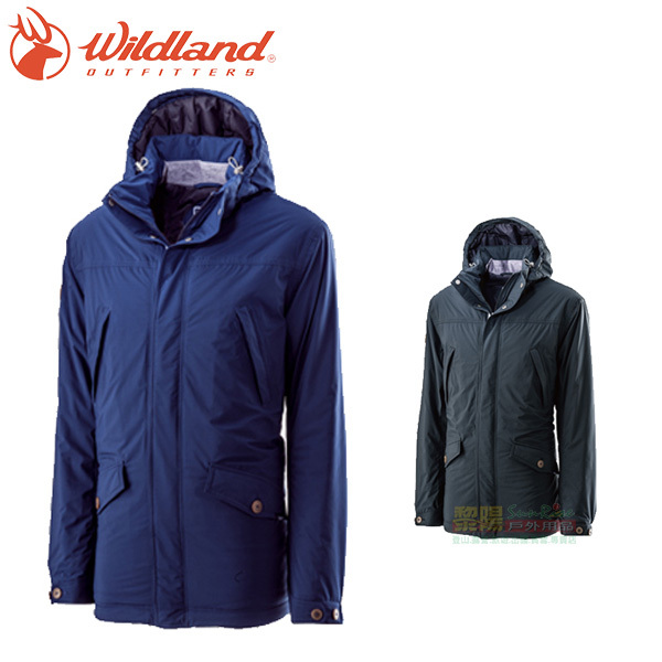 Wildland 22902 男PRIMALOFT防水保暖外套 54黑、72深藍 柔軟/防水/防風/透氣/帽可拆/出國賞雪/登山 05W22902