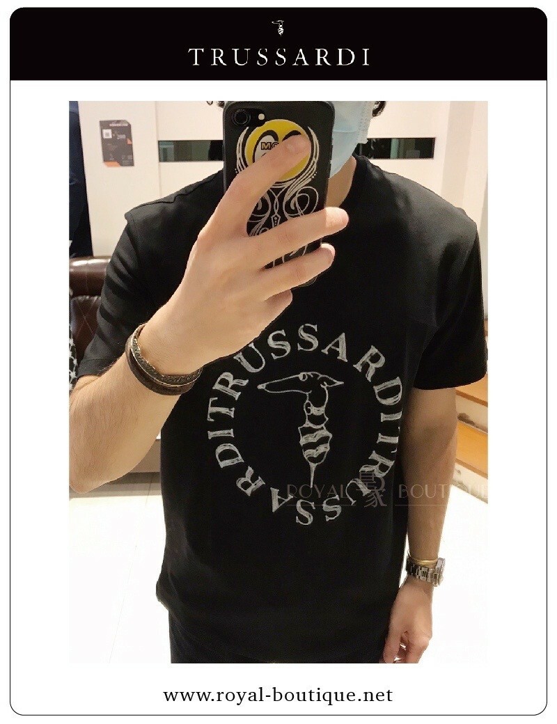 【TRUSSARDI  JEANS】經典英字圖像LOGO印刷短T